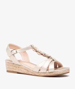 Sandales femme compensées ornées de fleurs en volume vue2 - GEMO
