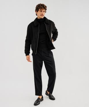Blouson esprit aviateur en suédine doublée sherpa homme vue1 - GEMO (HOMME) - GEMO