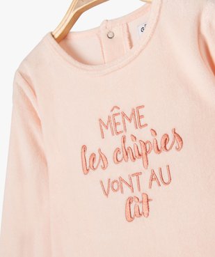 Pyjama en velours 2 pièces bébé fille vue2 - GEMO 4G BEBE - GEMO