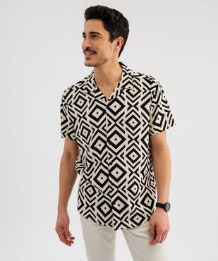 Chemise manches courtes et col cubain à motifs graphiques homme vue4 - GEMO 4G HOMME - GEMO