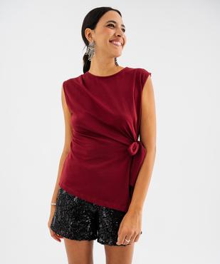 Débardeur asymétrique noué femme vue1 - GEMO 4G FEMME - GEMO