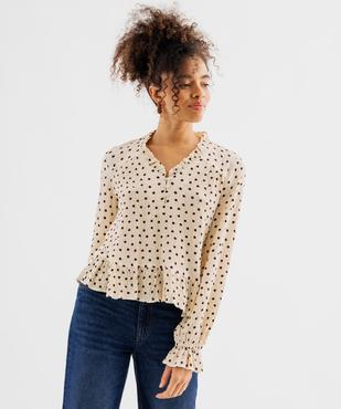 Blouse manches longues volantée femme vue1 - GEMO(FEMME PAP) - GEMO