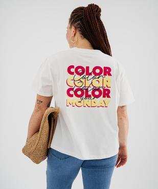 Tee-shirt manches courtes avec message poitrine et dos femme grande taille vue3 - GEMO (G TAILLE) - GEMO