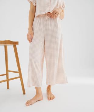 Bas de pyjama en viscose fluide imprimée femme vue1 - GEMO 4G FEMME - GEMO