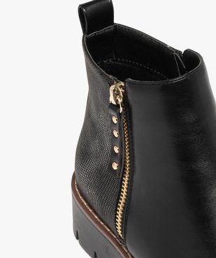Boots femme à semelle plateforme crantée et à zip fantaisie vue7 - GEMO (CASUAL) - GEMO