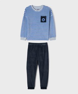 Pyjama en velours bicolore garçon - LuluCastagnette vue1 - LULUCASTAGNETTE - GEMO
