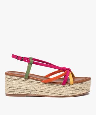 Sandales femme compensées à fines brides multicolores vue2 - GEMO(URBAIN) - GEMO