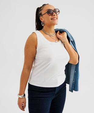 Débardeur en coton stretch uni avec finition festonnée femme grande taille vue1 - GEMO (G TAILLE) - GEMO