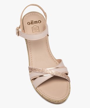 Sandales femme compensées à brides en cuir et strass  vue5 - GEMO(URBAIN) - GEMO