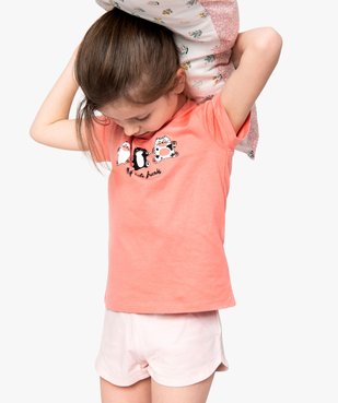 Pyjashort fille avec motifs chats sur le haut vue1 - GEMO (ENFANT) - GEMO