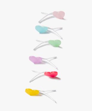 Pinces à cheveux fille avec cœurs (lot de 6) vue2 - GEMO - GEMO