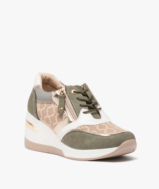 Baskets confort à talon compensé et détails brillants femme vue2 - GEMO (SPORTSWR) - GEMO