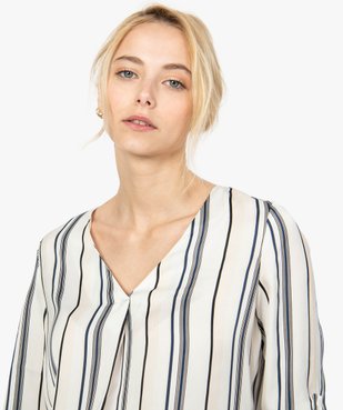Blouse femme à rayures avec col V vue2 - GEMO(FEMME PAP) - GEMO