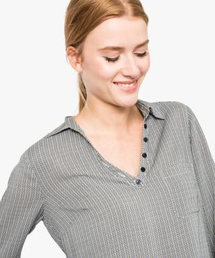 Blouse femme fluide à motifs et col v à boutons vue2 - GEMO(FEMME PAP) - GEMO