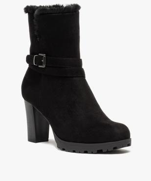 Boots femme à talon dessus suédine et intérieur doux  vue2 - GEMO(URBAIN) - GEMO