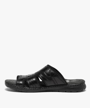 Sandales homme mules confort dessus cuir uni vue3 - GEMO (CASUAL) - GEMO