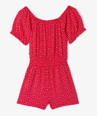 Combishort à motifs fleuris avec détails froncés fille vue3 - GEMO 4G FILLE - GEMO