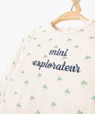 Pyjama bébé garçon en velours imprimé palmiers et broderie vue3 - GEMO(BB COUCHE) - GEMO