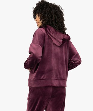 Sweat femme zippé à capuche en velours vue3 - GEMO(FEMME PAP) - GEMO