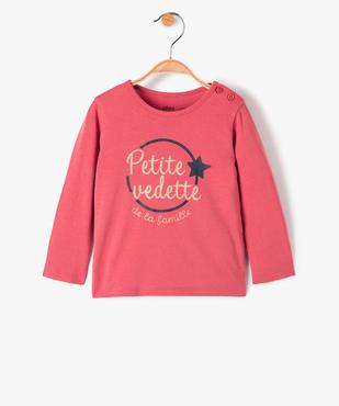 Tee-shirt bébé fille manches longues avec motifs et inscriptions vue1 - GEMO 4G BEBE - GEMO
