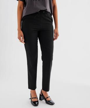 Pantalon droit en maille stretch à fines rayures pailletées femme  vue1 - GEMO(FEMME PAP) - GEMO