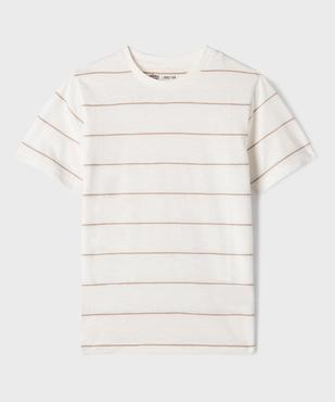 Tee-shirt manches courtes en jersey de coton flammé rayé garçon vue1 - GEMO 4G GARCON - GEMO