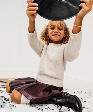 Pull brodé de perles en maille douce et chaude fille vue1 - GEMO (ENFANT) - GEMO