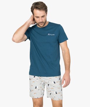 Pyjashort homme bicolore avec motifs bateaux vue1 - GEMO(HOMWR HOM) - GEMO