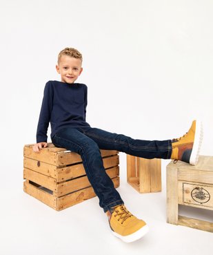 Jean coupe Regular avec ceinture en bord-côte garçon vue1 - GEMO 4G GARCON - GEMO