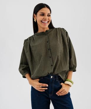 Blouse ample à manches 3/4 à carreaux femme vue1 - GEMO(FEMME PAP) - GEMO