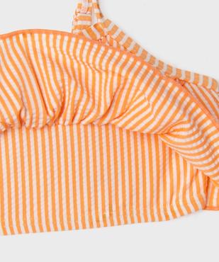 Maillot de bain 2 pièces à rayures et volants fille - LuluCastagnette vue3 - LULUCASTAGNETTE - GEMO