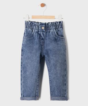 Jean délavé avec ceinture élastique bébé fille vue1 - GEMO(BEBE DEBT) - GEMO