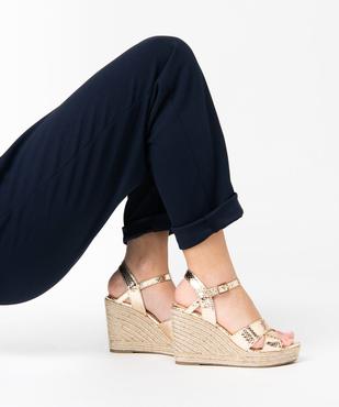 Sandales femme compensées extra hautes métallisées vue1 - GEMO(URBAIN) - GEMO