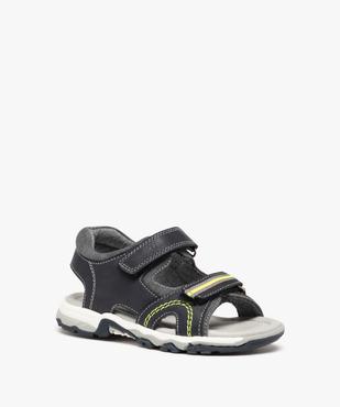 Sandales sport garçon à brides scratch et détails fluo vue2 - GEMO (ENFANT) - GEMO