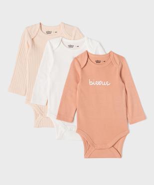 Body manches longues à encolure US bébé (lot de 3) vue1 - GEMO 4G BEBE - GEMO