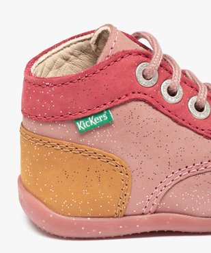 Chaussures premiers pas bébé fille en cuir multicolores - Kickers vue6 - KICKERS - GEMO