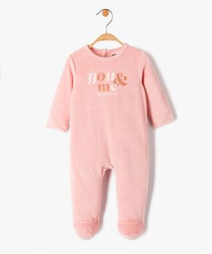 Pyjama bébé fille en velours à message vue1 - PREMIER PRIX BY GEMO - GEMO