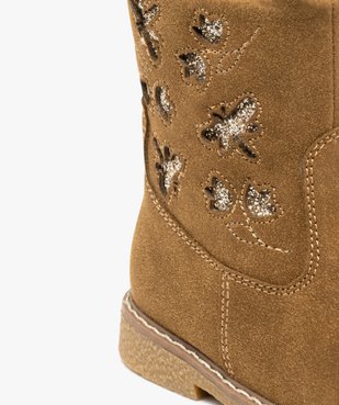 Boots fille en suédine et à zip avec détail papillons pailletés vue7 - LOVELY WINGS GEMO FOR GOOD - GEMO