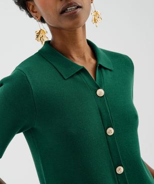 Robe en maille à manche courtes avec boutons métalliques femme vue2 - GEMO 4G FEMME - GEMO