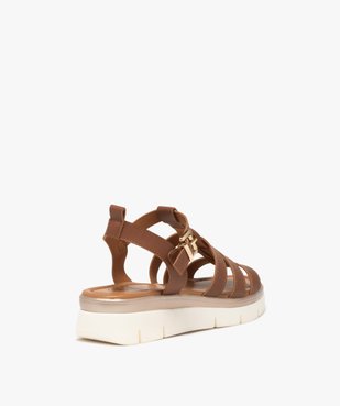 Sandales fille à talon compensé et multibrides unies  vue4 - GEMO (ENFANT) - GEMO