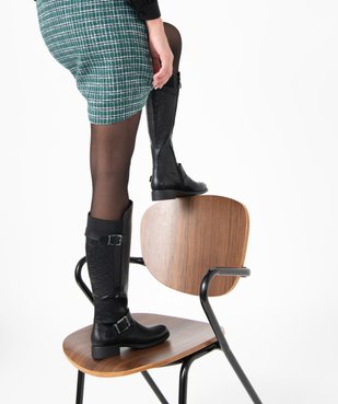 Bottes femme à talon plat empiècement matelassé vue1 - GEMO (CASUAL) - GEMO
