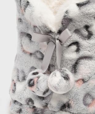 Chaussons boots en velours fourrés à pompons femme  vue6 - GEMO 4G FEMME - GEMO