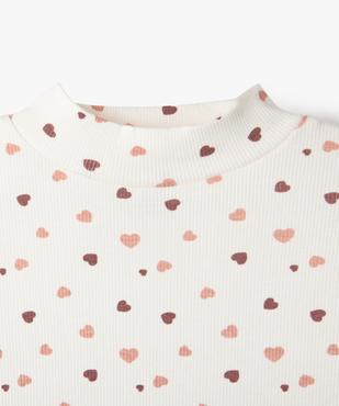 Tee-shirt manches longues col haut en maille côtelée à cœurs fille vue2 - GEMO 4G FILLE - GEMO
