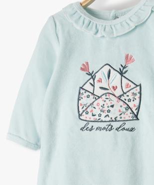 Pyjama bébé fille en velours avec motif et volant sur le col vue2 - GEMO(BB COUCHE) - GEMO