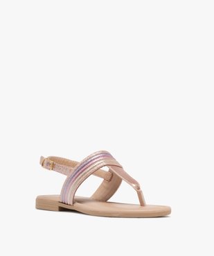 Sandales fille à entre-doigts avec brides tubulaires pailletées  vue2 - GEMO (ENFANT) - GEMO