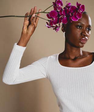 Tee-shirt manches longues en maille épaisse à col carré femme vue2 - GEMO(FEMME PAP) - GEMO