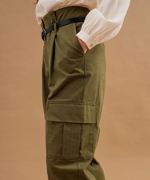 Pantalon cargo à taille haute avec ceinture femme vue3 - GEMO(FEMME PAP) - GEMO