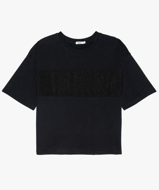 Tee-shirt fille coupe large et courte avec bande pailletée vue1 - GEMO (JUNIOR) - GEMO