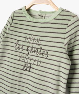 Pyjama dors-bien en velours à rayures avec message bébé garçon vue3 - GEMO(BB COUCHE) - GEMO