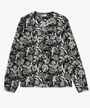 Tee-shirt à manches longues et col V en maille texturée femme vue4 - GEMO 4G FEMME - GEMO